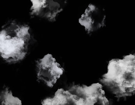 White clouds on a black background. 3d rendering, 3d illustration.の写真素材