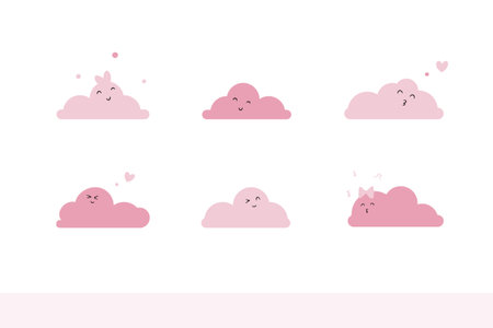 Set of cute clouds in pastel colors. Vector Illustration.のイラスト素材