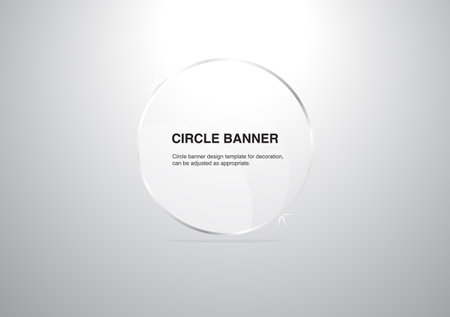 crystal Glass transparent circle banner. Vector illustration for web design or print.のイラスト素材