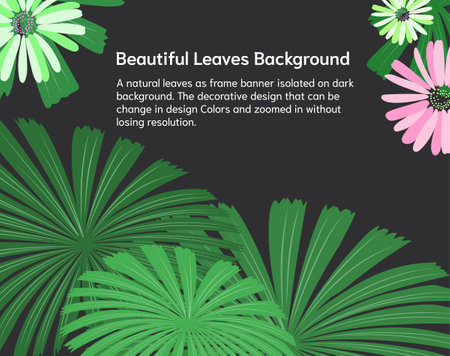 Vector background with tropical leaves and flowers. Place for your text.のイラスト素材
