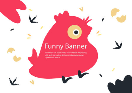 Funny chicken vector illustration. Cute cartoon chicken. Flat design.のイラスト素材