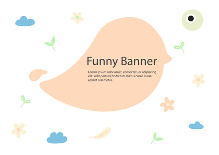 cute and funny banner with little bird theme vector on background, Vector illustration of cute baby shower invitation card template.のイラスト素材