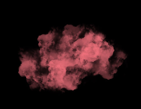 Pink cloud isolated on black background. Fantasy fractal texture. Digital art. 3D rendering.