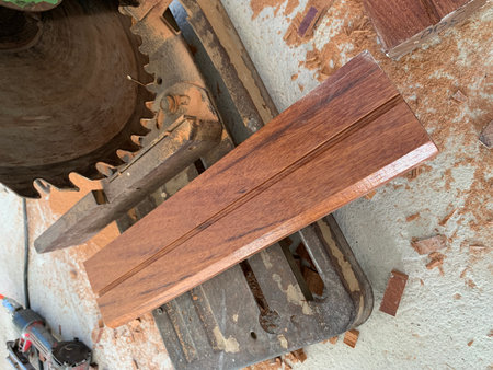 Woodworking tools, sawdust and other tools in a carpentry workshop