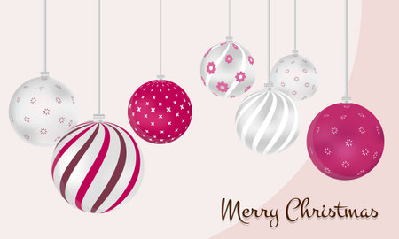 Merry Christmas and Happy New Year background with Christmas balls. Vector illustration.のイラスト素材