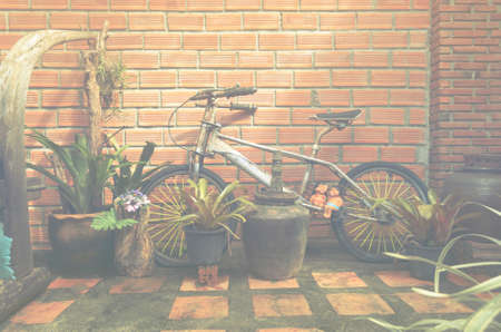 Old bike for home decor. (vintage filter style)の写真素材