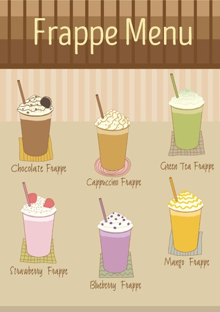 Vector drawing beverage frappe.Menu for coffee or bakery shop.のイラスト素材