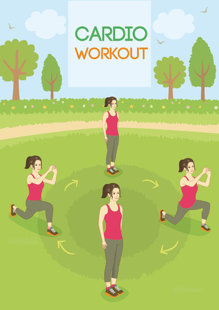 Infographic vector a woman.She was exercise cardio workout outdoor at park.のイラスト素材