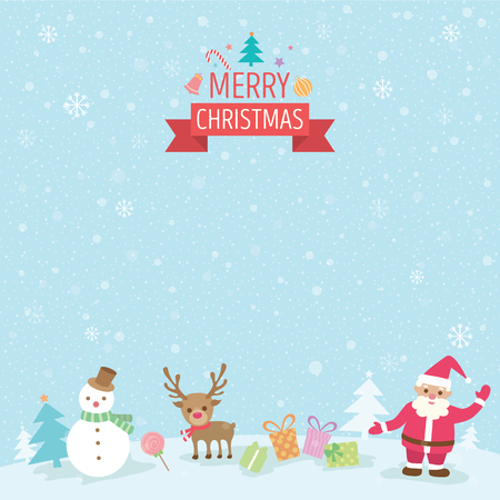 Merry christmas ornament element with snow background .Illustration vector in pastel colors.のイラスト素材