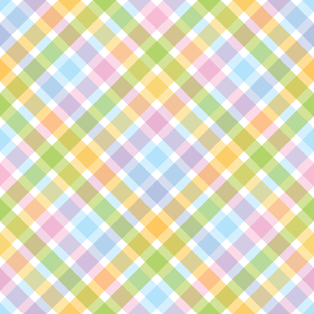Rainbow diagonal tartan seamless pattern.Pastel color background.のイラスト素材