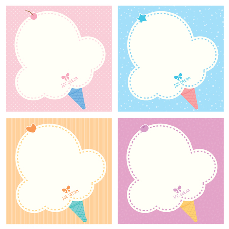 Cute ice cream cone collection design to template for card or notepad.のイラスト素材