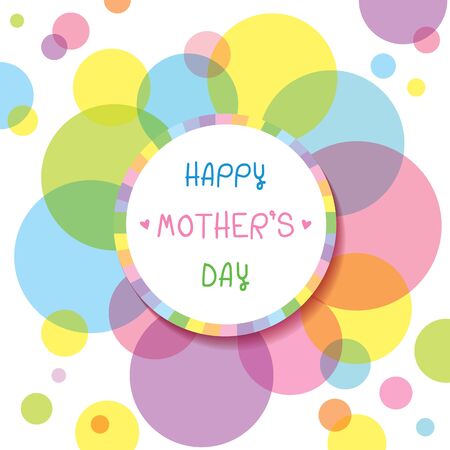 Illustration of colorful circle decorated to flower border of frame for Mother's day card.のイラスト素材