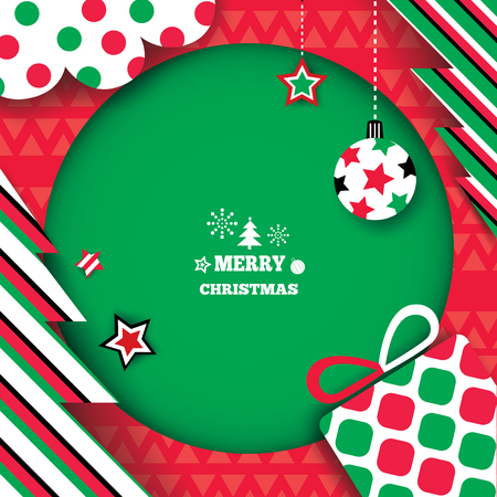 Illustration vector of Merry Christmas design with pattern on red background.のイラスト素材