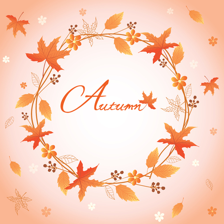 Autumn wreath design illustration vector with maple leaf.のイラスト素材