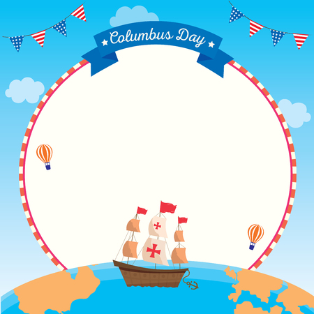 Illustration vector of Happy Columbus Day background templateのイラスト素材