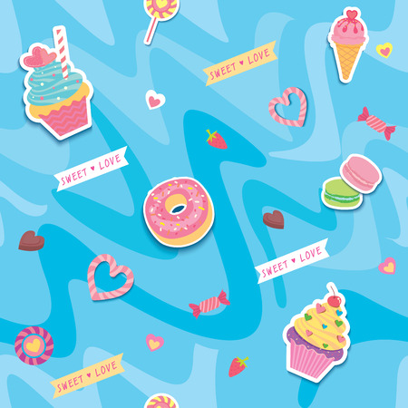 Illustration vector of sweet dessert  of Valentine's day design to seamless pattern.のイラスト素材
