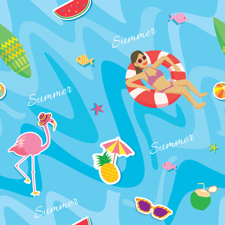 Illustration vector seamless pattern of summer background