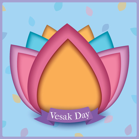Illustration vector of  Vesak day design with paper art style background.のイラスト素材