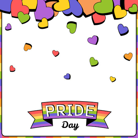 Illustration vector of Pride Day design with rainbow heart on frameのイラスト素材