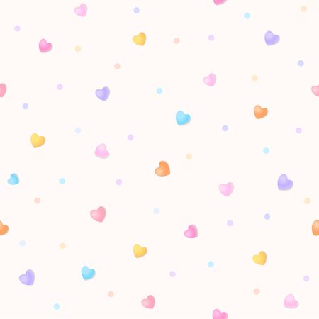 Seamless pattern of pastel heart and polka dot for Valentine's Dayのイラスト素材