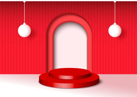 Illustration vector 3d style decorated with red backgroundのイラスト素材