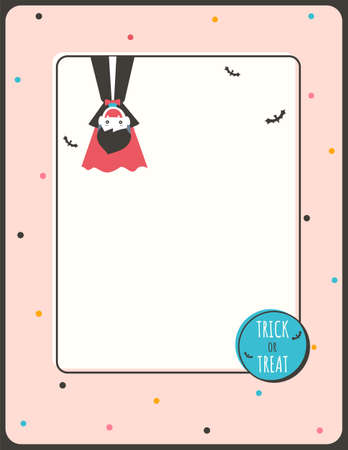Illustration Halloween invitation card design with vampire boy on pastel background.のイラスト素材