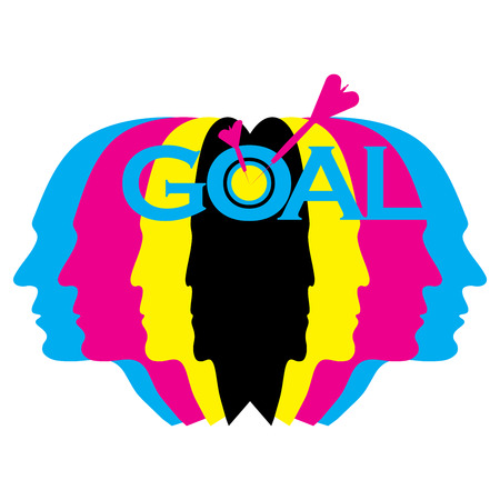 CMYK Success Concept - Darts hitting Targetの写真素材