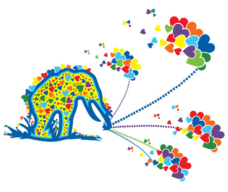 Rainbow Showers of Love by an Elephantの写真素材