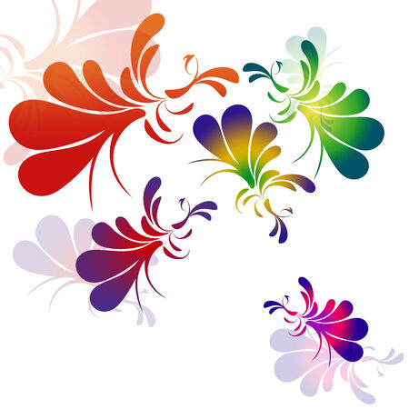 Abstract dancing forms of peacocks on a background の写真素材