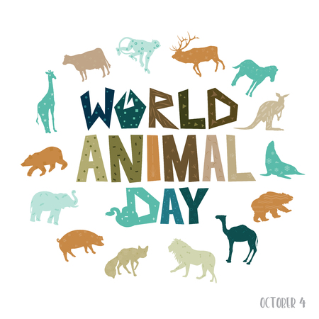 An abstract vector illustration of World Animal day on a white isolated backgroundのイラスト素材