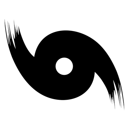 An abstract brush style vector Hurricane symbol in black on a white isolated   backgroundのイラスト素材