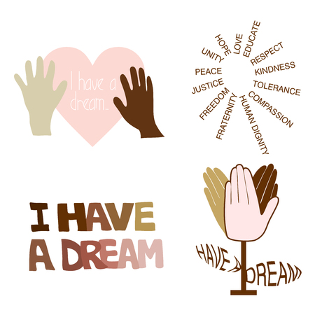 Pink and brown vector illustration of I have a dream typography on a white background for MLK Dayのイラスト素材