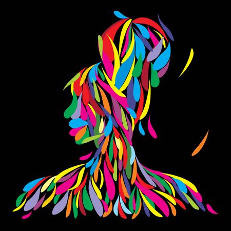 Abstract vector illustartion of an Afro american empowered woman in bold design and bright colorsのイラスト素材