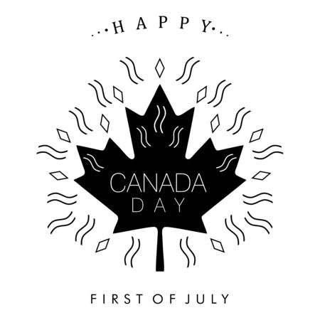 An abstract black and white vector illustration of maple leaf for Canada Day on an isolated backgroundのイラスト素材