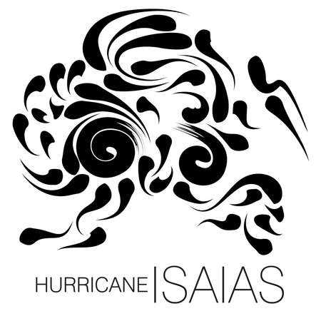 An abstract vector illustration on Hurricane Isaias in black color on an isolated white backgroundのイラスト素材