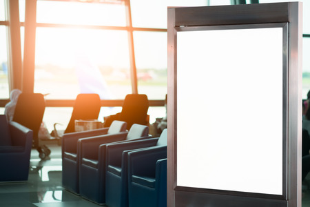 blank advertising billboard at airportの写真素材