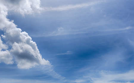 Beautiful blue sky with clouds over horizon. closeup.の写真素材