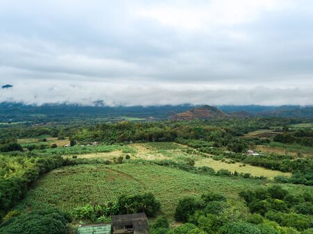 LandScape, Green Fresh Nature Background of Forest Mountains and Sky, Countryside of Thailand.の写真素材