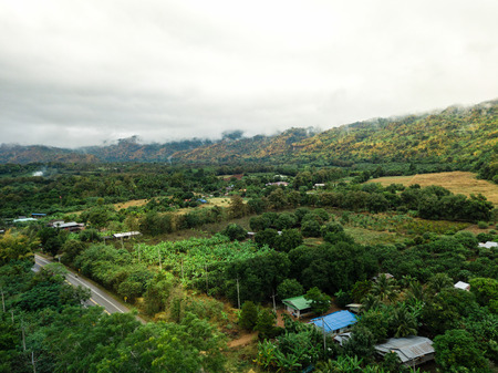 LandScape, Green Fresh Nature Background of Forest Mountains and Sky, Countryside of Thailand.の写真素材