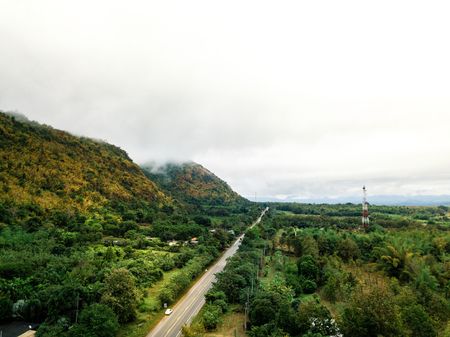 LandScape, Green Fresh Nature Background of Forest Mountains and Sky, Countryside of Thailand.の写真素材