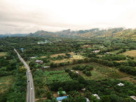 LandScape, Green Fresh Nature Background of Forest Mountains and Sky, Countryside of Thailand.の写真素材