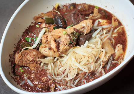 Chicken noodle thai foodの写真素材