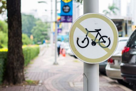 Do Not Ride Bicycle in walk wayの写真素材