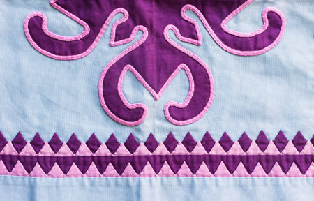 Colorful Thailand style rug surface close up vintage fabric is made of hand-woven cotton fabric More...