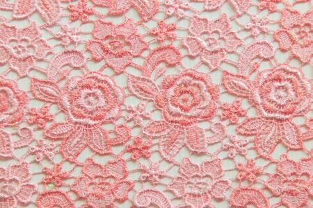Pink lace on white background. No any trademark or restrict matter in this photo.の写真素材