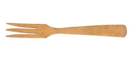 Wooden fork isolated on white background , clipping path.の写真素材