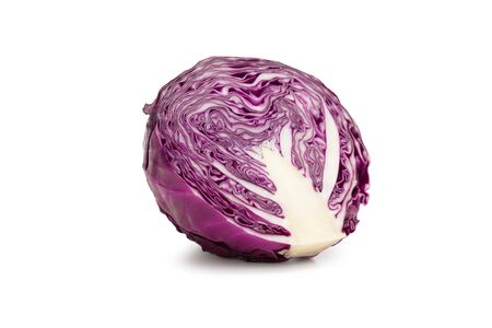 Half red cabbage and half isolated on white backgroundの写真素材