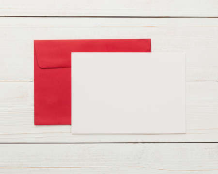 Merry christmas greeting card and envelope mockup template.
