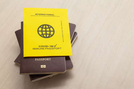 Vaccine passports as proof that the holder has been vaccinated  , Requirement for international travel.の写真素材