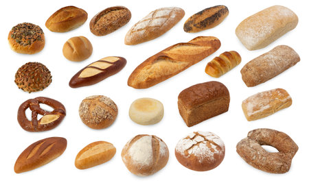 Set of Bread isolated on white background with clipping path.の写真素材